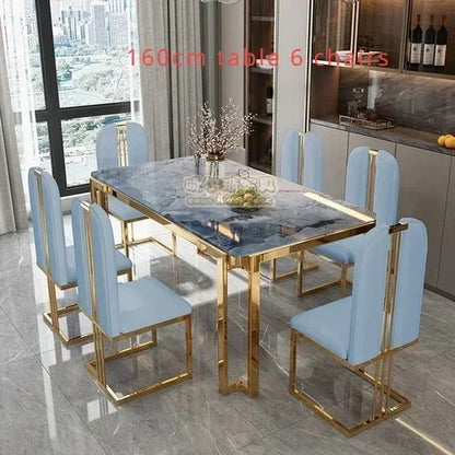 Flexible Luxury Table Chairs Modern Leg Metal Design Rectangular Dining Table Space Saving Funky Table A Manger Unique Furniture