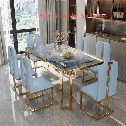 Flexible Luxury Table Chairs Modern Leg Metal Design Rectangular Dining Table Space Saving Funky Table A Manger Unique Furniture