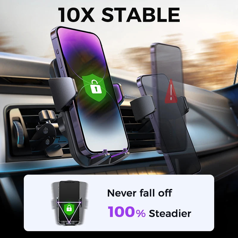 Joyroom Upgraded Car Phone Holder Military-Grade Protection Big Phone And Thick Cases Friendly Hands Free Air Vent Car...