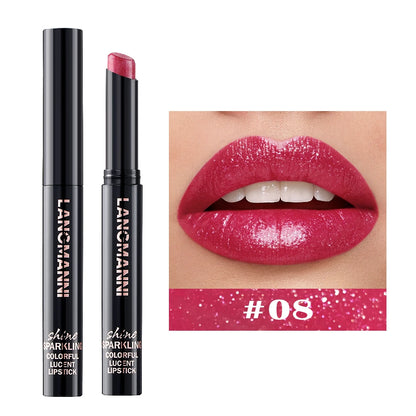 Diamond Pearlescent Lipstick Waterproof Long Lasting Non-stick Cup Matte Velvet Shiny Lipsticks Red Sexy Lips Makeup Cosmetics