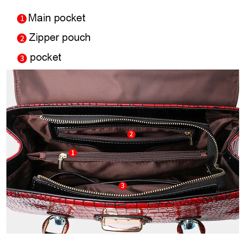 Aidrani Fashion Light Luxury Cowhide Women's Handbag with Large Capacity Red Casual Versatile One Shoulder Crossbody Stick Bag