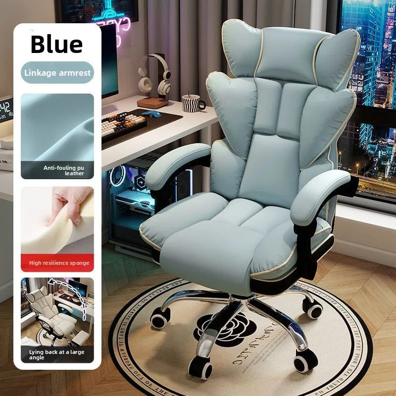Lift Backrest Computer Chair Comfortable Sedentary Desk Sofa Chair for Boys Gaming Home Office Living Room Bedroom