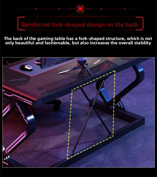 Carbon Fiber Gaming Desk Computer Desk with Tempered Glass Top & Reinforced Steel Frame Modern Gamer Desk Home Office Furniture