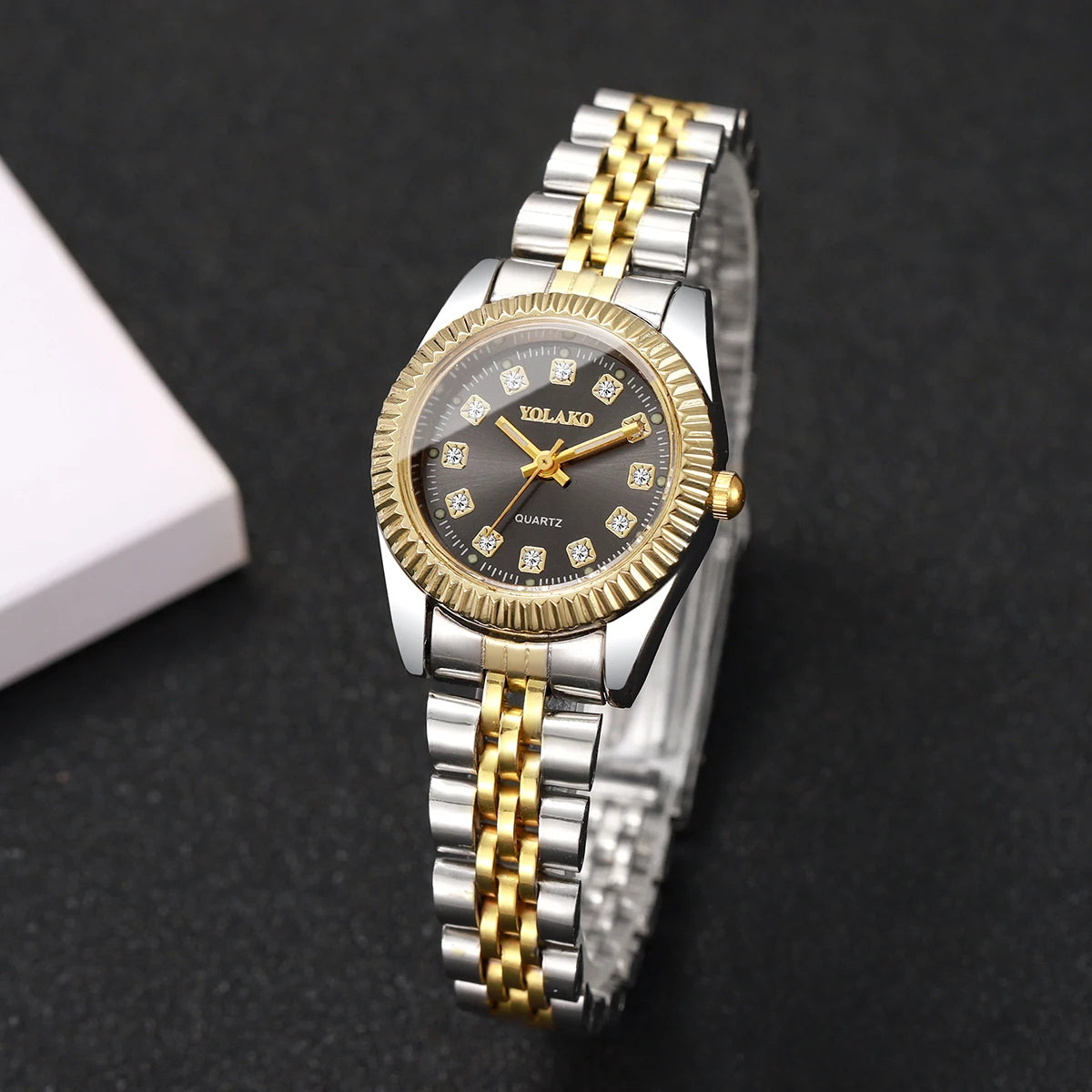 Luxury Rhinestone Women Watches Stainless Steel Band Quartz Wristwatch Clock Gift Reloj Mujer（Without Box）