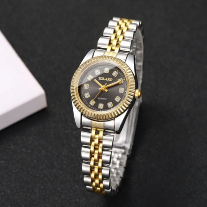 Luxury Rhinestone Women Watches Stainless Steel Band Quartz Wristwatch Clock Gift Reloj Mujer（Without Box）