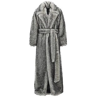 New men's fur coat, fox fur lapels, long trendy overcoat, winter windproof and warm trench coat, large size | Kimlud...