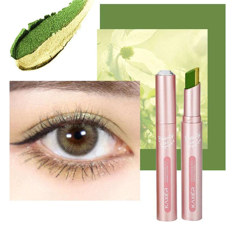 Waterproof Double Color Eye Shadow Stick - Gradient, Sweat-proof, and Smudge-proof Makeup Tool for Easy and Long-lasting