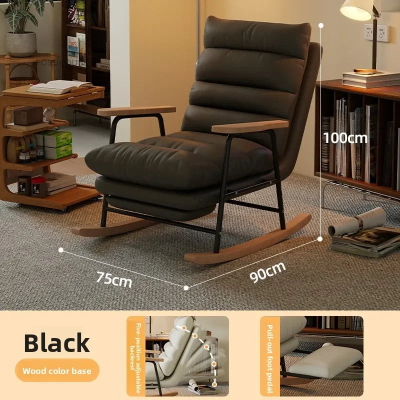 Modern Adjustable Backrest Leisure Living Room Chairs Luxury Rocking Chair for Bedroom Small Apartment Armchair Home Furniture - Kimlud