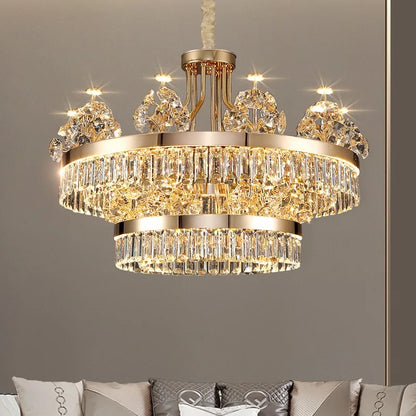 American Light Luxury Crystal Pendant Lamp Postmodern Living Room Lamp Villa Hotel Master Bedroom Lamp Dining Room Lamp