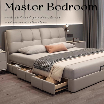Soft package master bedroom, high-end and atmospheric storage with storage drawers, modern, simple and convenient double bed
