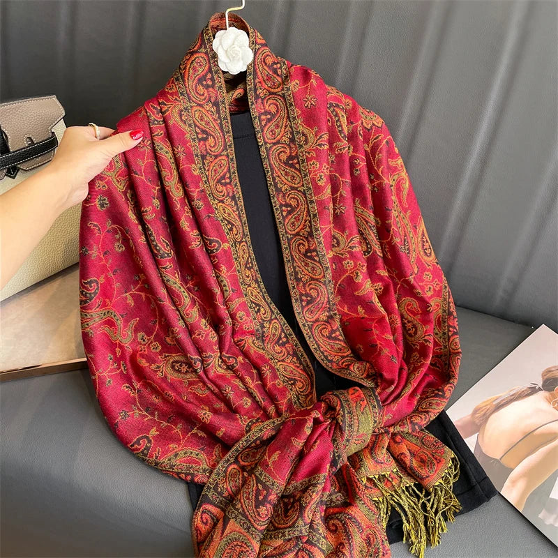 Luxury Brand Autumn Cashmere Pashmina Shawl Lady Wrap Warm Winter Scarves Design Print Female Foulard Cotton Stoles...