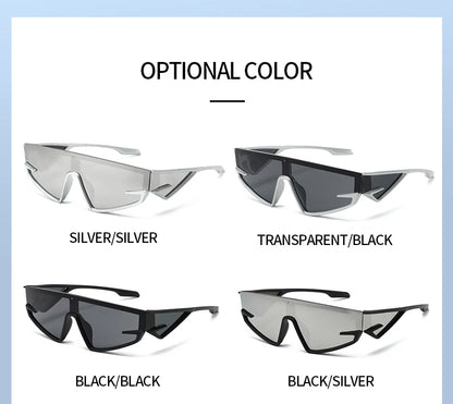 European And American Hip-Hop Retro Futuristic Tech-Savvy Cool Sunglasses Large Punk Sporty Style Y2K Sunglasses 137 |...