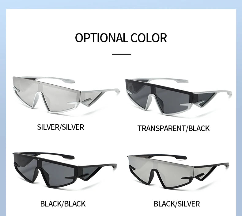 European And American Hip-Hop Retro Futuristic Tech-Savvy Cool Sunglasses Large Punk Sporty Style Y2K Sunglasses 137 |...
