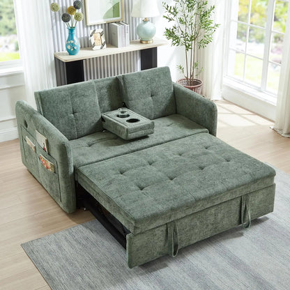 57.48" Convertible Sofa Bed with Cup Holder, Pull Out Sleeper Sofa Bed with USB Charging Ports, 3 in 1 Convertible, Customized