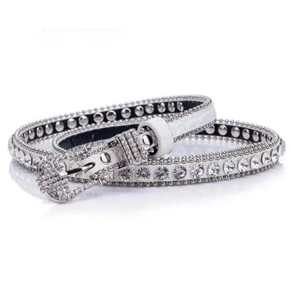Sexy Leopard Rhinestone Belt Women's Bling Belt Punk Y2k Metal Buckle Sequin Belts Pu Fashion Waistband Jeans Pants...
