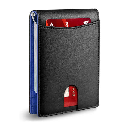 Slim Wallets for Men - Leather Money Clip Mens Wallet - RFID Blocking Front Pocket Bifold Wallet - Minimalist Credit Card Holder