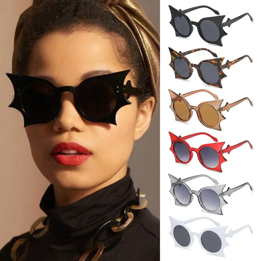 Rimless Bat Shaped Sunglasses Novelty UV 400 Protection Colorful Goth Sun Glasses Halloween Glasses for Women & Men