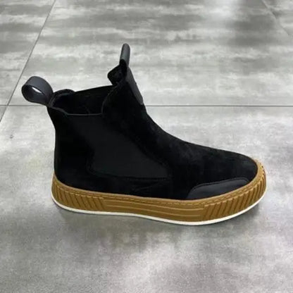 High Top Sneaker Men Winter Plush Snow Boot Fashion Casual Nubuck/Microfiber Leather Upper Height Increased Platform Board Shoes