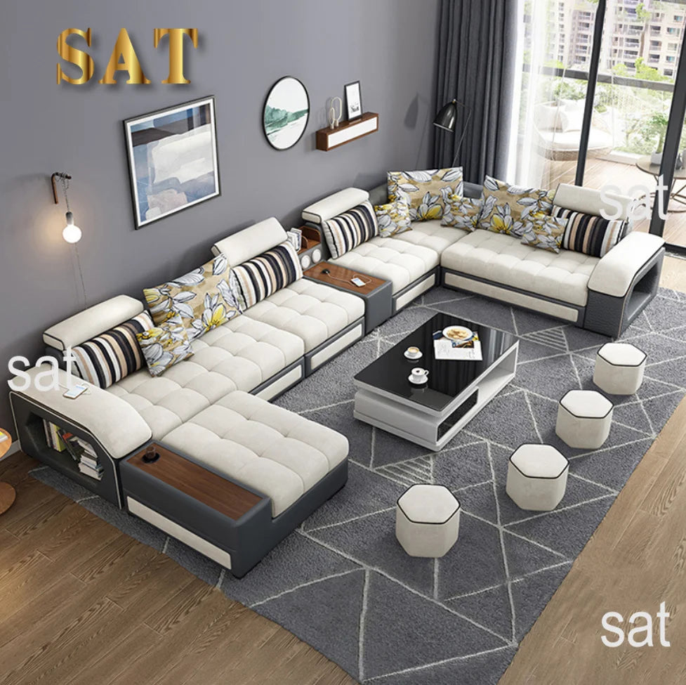 #@ Modern Luxury Living Room Modular Combination Sofa Furniture Set Multifunctional U Shaped 7 Seater Sectional Corner Sofa