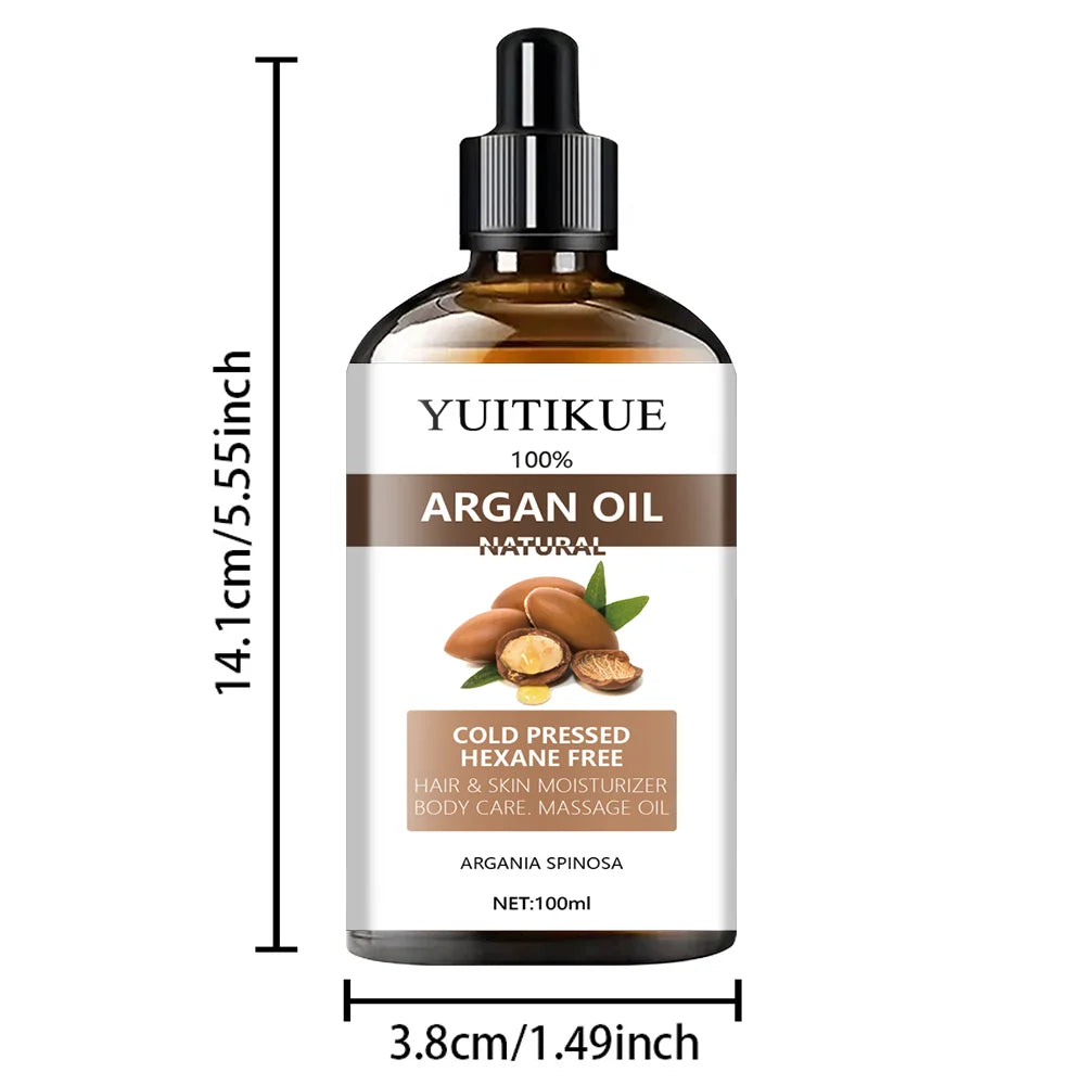 100% Moroccan Argan Oil Serum - Suitable for Hair, Skin, and Body, Enhances Shine and Softness, Multipurpose Moisturizer - Kimlud