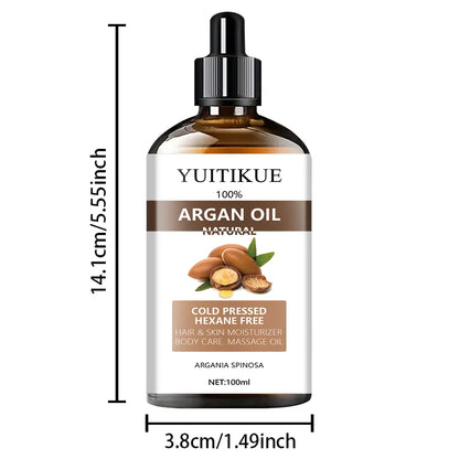 100% Moroccan Argan Oil Serum - Suitable for Hair, Skin, and Body, Enhances Shine and Softness, Multipurpose Moisturizer - Kimlud