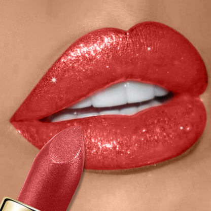 Pearlescent Glitter Lipstick Metallic Waterproof Long Lasting Matte Shimmer Diamond Lipstick Women Sexy Lips Makeup...