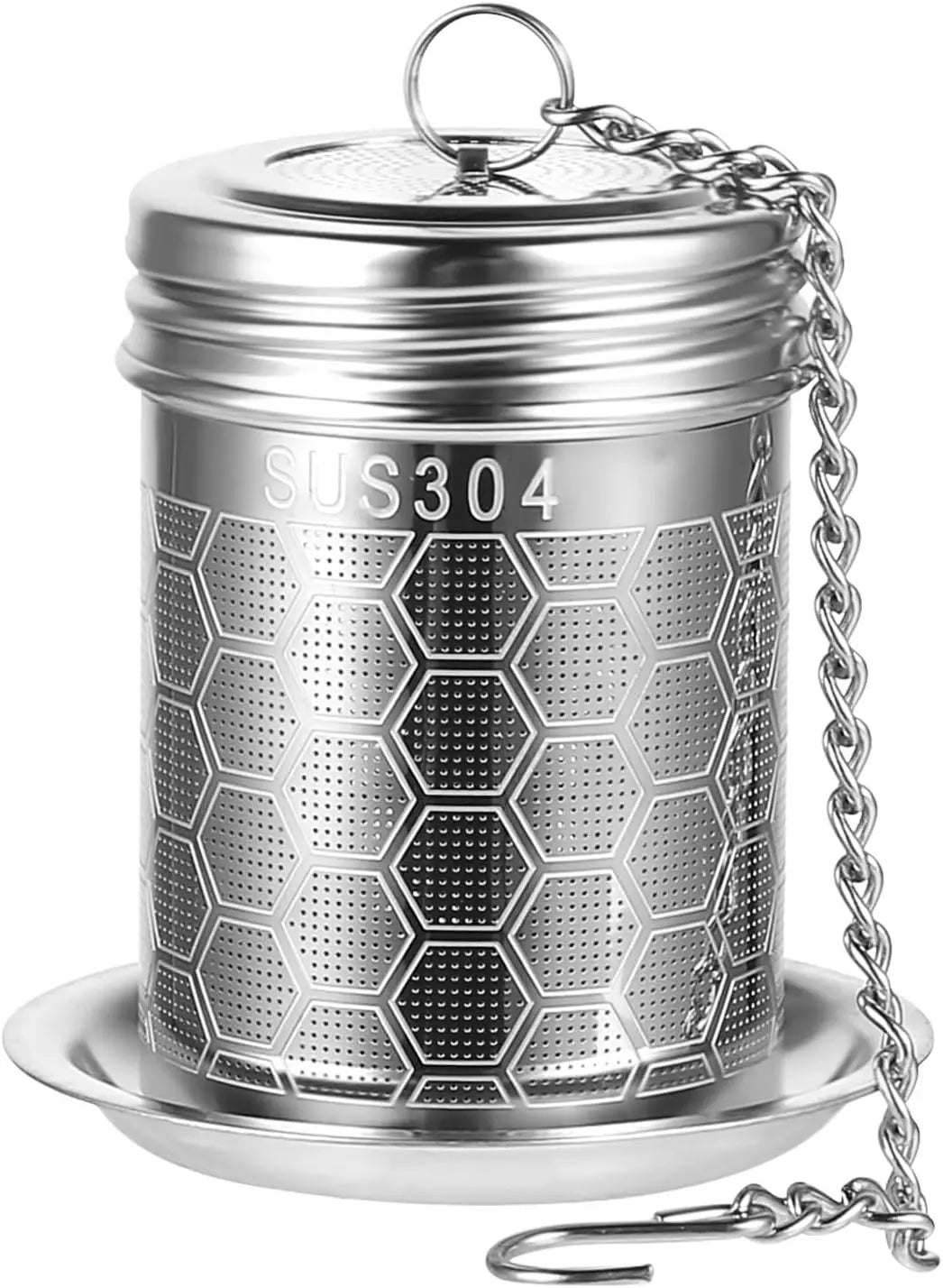 304 Stainless Steel Tea Strainers Set: Extra Fine Mesh Tea Infuser for Loose Leaf Tea - Updated Slim Threaded Lid for Black Tea