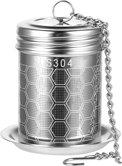 304 Stainless Steel Tea Strainers Set: Extra Fine Mesh Tea Infuser for Loose Leaf Tea - Updated Slim Threaded Lid for Black Tea