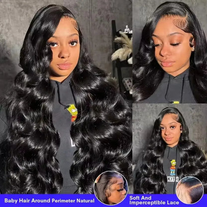 40 Inch 13X6 HD Transparent Body Wave Lace Frontal Wig Loose Wave 13x4 HD Pre Plucked Lace Front Human Hair Wig For...