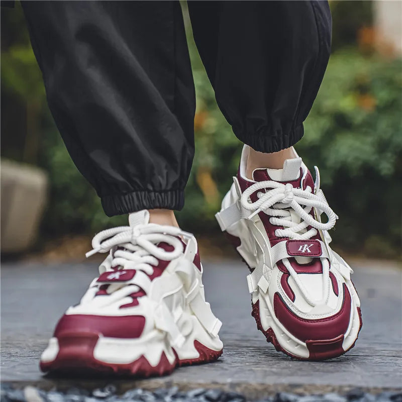 Spring Autumn New Exquisite Men's Casual Sneakers Fashion Trend Thick soled Height Increasing Breathable Outdoor Running Shoes