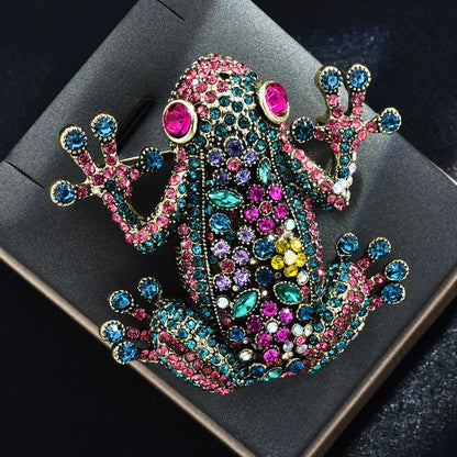 Luxury frog brooch unisex color rhinestone sparkling animal pin jewelry