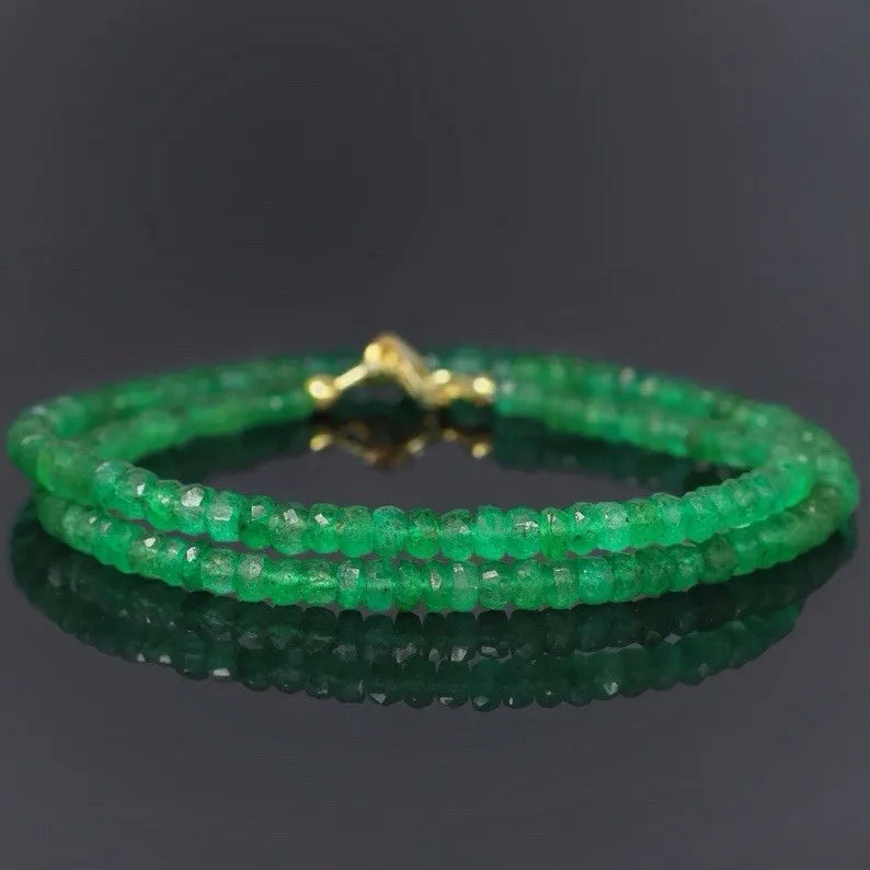 Natural Emerald Necklace 2-4mm Round Faceted Beryl Beads 20 Inch Handmade Strand | Kimlud Mid Range Jewelry