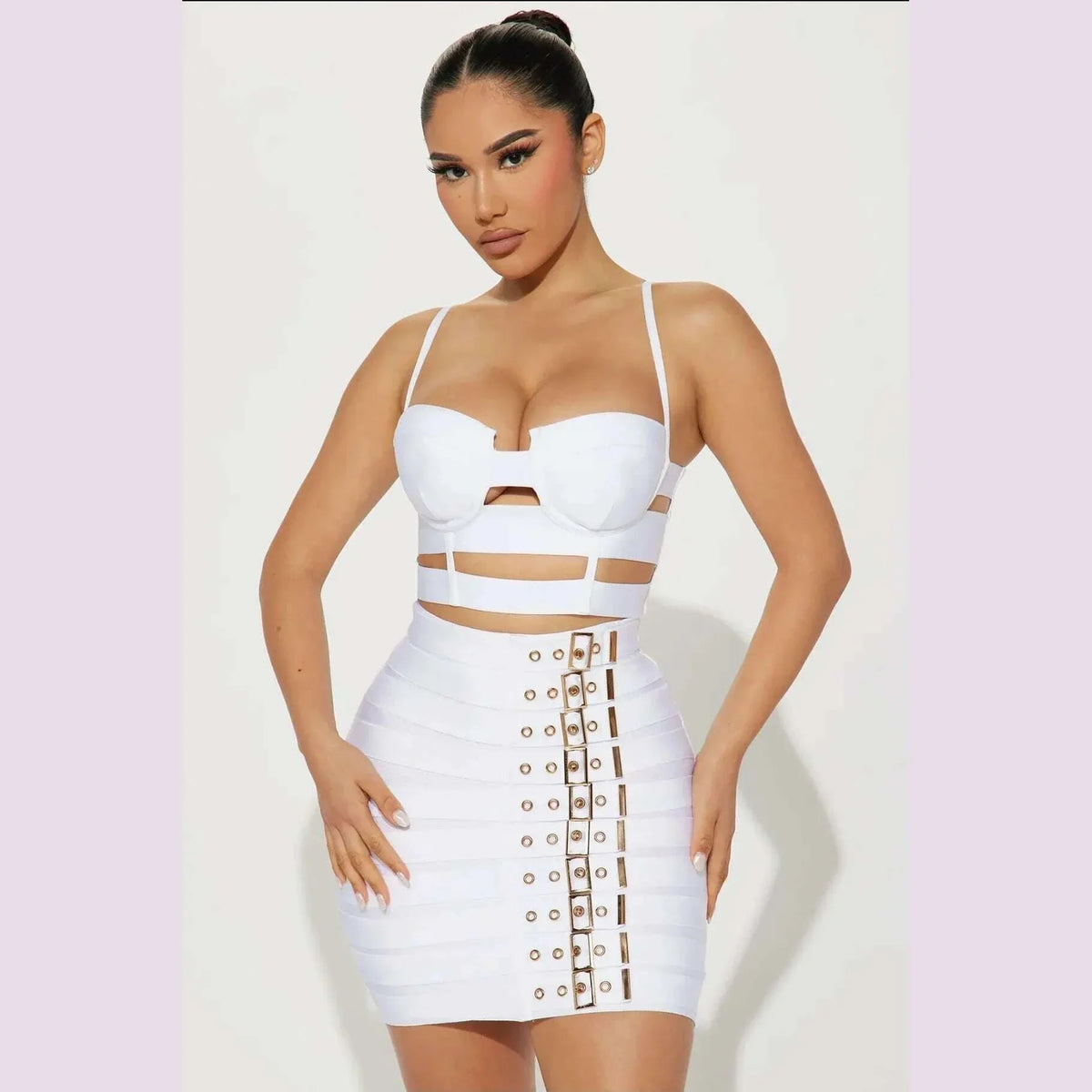 2023 New Arrival Women Sexy Bandage Tops Fashion Pencil Skirts Set Nightclub Party Celebrate Women's Set High Quality