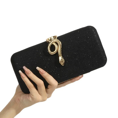 Classic Snake Buckle Evening Purse Women's Sparkling Clutch Bag Annual/wedding Party Handbag Elegant Square Box Bag...