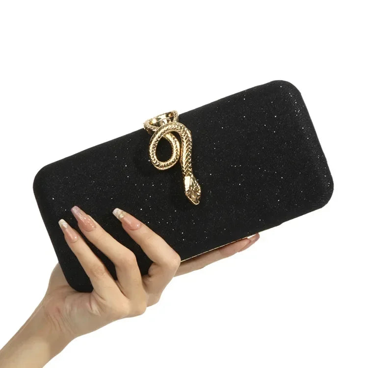Classic Snake Buckle Evening Purse Women's Sparkling Clutch Bag Annual/wedding Party Handbag Elegant Square Box Bag...