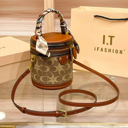 Women's handbag 2023 new fashion designer cylinder bag handbag single shoulder crossbody women's bag small bag | Kimlud...