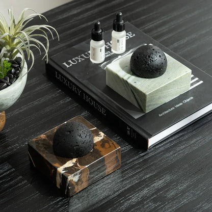 Black Lava Rock Stone Diffuser with Marble Base, Luxury Essential Oil Diffusers for Home Offices Yoga Sauna SPA | Kimlud...