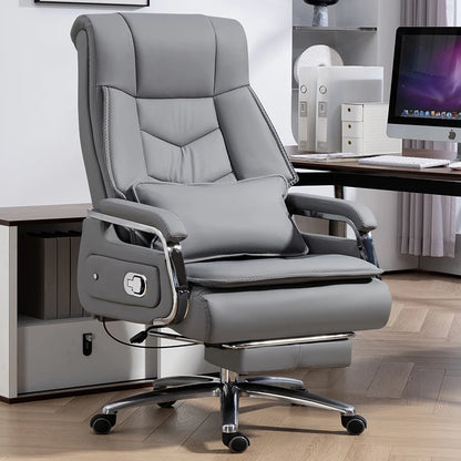 Selected cowhide foot hold Office Chair 7-point massage Ergonomic Recliner Rolling Gaming Chair boss Bureaux Office Furniture - Kimlud