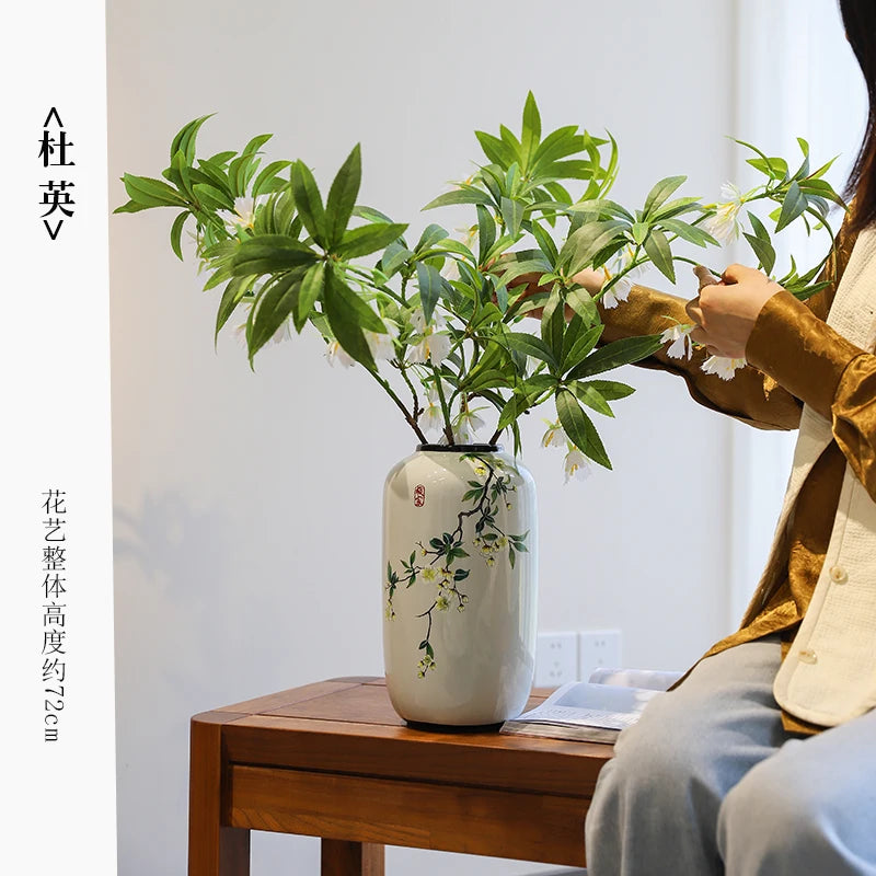 Chinese ceramic vase ornament, living room entrance floral art, home hydroponics creative simple round housewarming gift flower