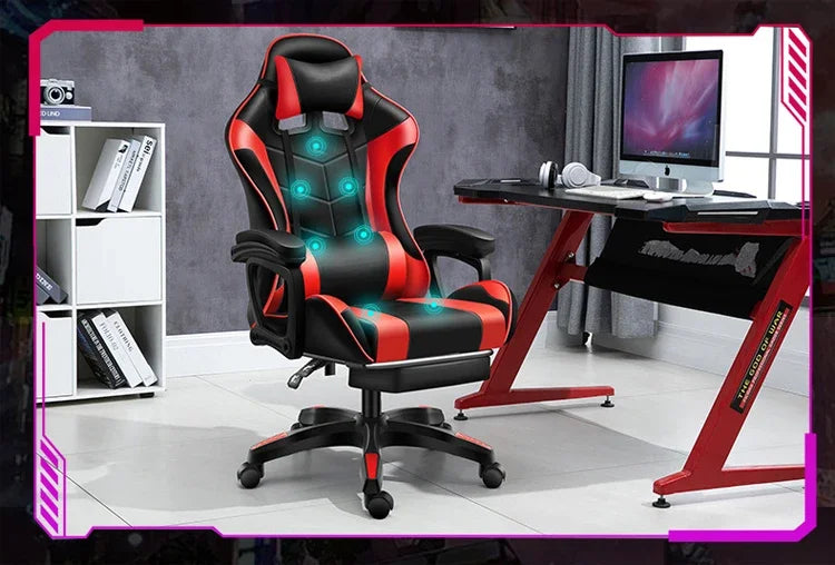 2025Computer PC Game Chair Gaming Pu Leather Silla Gamer Massage Racing Gaming Chair With Lights And Speakershigh Quality