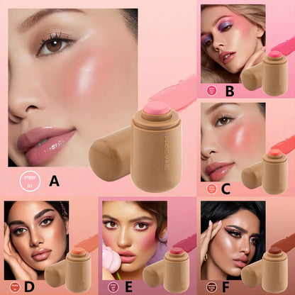 PAGE VINE Pocket Blush Stick Lip And Cheek Hydrating Stick Natural Rouge Powder Blush Cream Lipstick Cheek Easy To Apply Color