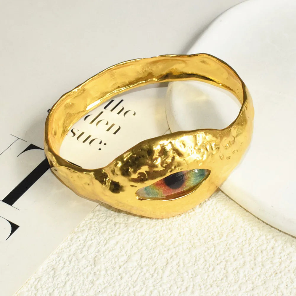 New Exaggerated Alloy Plated Eyes Nose Mouth Bangle Bracelet For Women Fashion Jewelry Gorgeous Hand Simple Bracelet Accessory