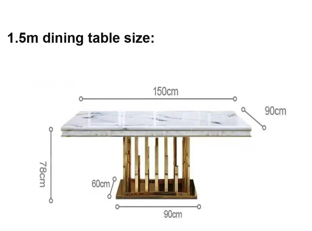 stainless steel Dining Room Home Furniture modern marble dining table rectangle table - Kimlud