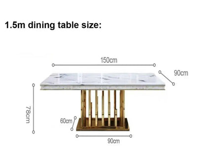 stainless steel Dining Room Home Furniture modern marble dining table rectangle table - Kimlud