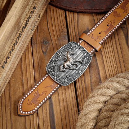A Western-style PU belt with buckles suitable for both men and women, casual and retro, is perfect for daily outings |...