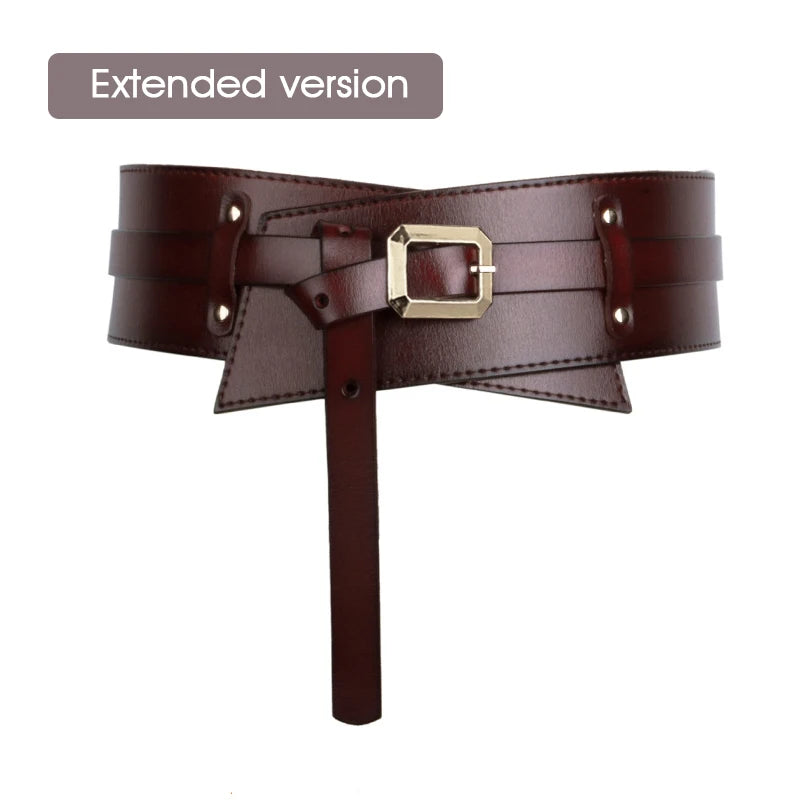 Medieval Leather Waist Belt Women Corset Wide Belts Girdle Belts Wide Cowhide Pin Buckle Waistbands For Dress Coat Decor