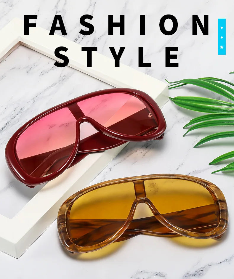 Oversized One Piece Large Frame Y2K Cat Eye Sunglasses for Women Men Retro Square Gradient Sun Glasses UV400 Decoration Shades