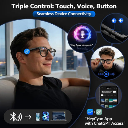 2026 AI Smart Glasses ChatGPT 800W HD Camera 4K Video Recorder 100+Translation Bluetooth Call Smart Eyeglasses For...