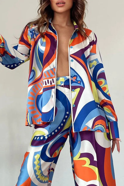 Spring New Two Piece Sets African Sets For Women New African Print Elastic Baggy Pants Rock Style Famous Suit Lady Outfits