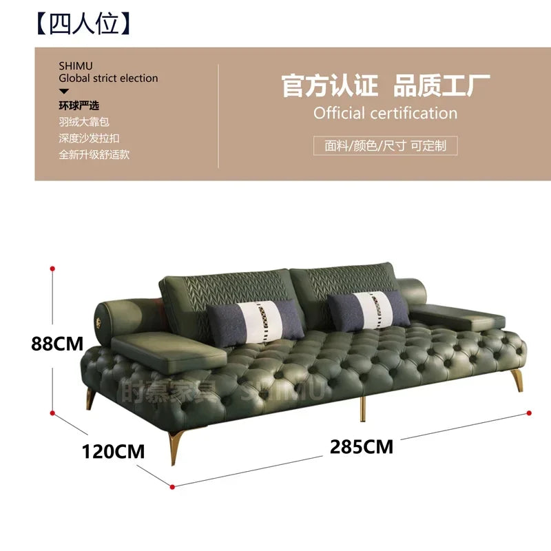 Italian Genuine Leather Sofas Sectional Modern Luxry Designer Loveseat Sofa 3 Piece Set Woonkamerbanken Living Room...